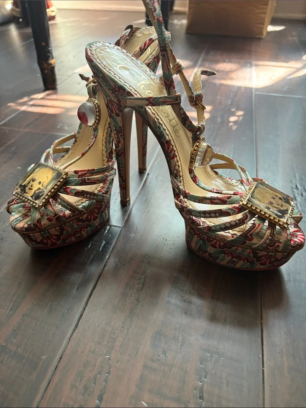 Charlotte Olympia Betty Davis Hollywood Platform Heels - Decorative Gem